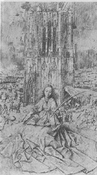 図６　ヤン・ヴァン・エイク　聖女バルバラ　1437年