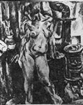 （図８）コンチャロフスキー　暖炉のそばの裸婦　一九一七年