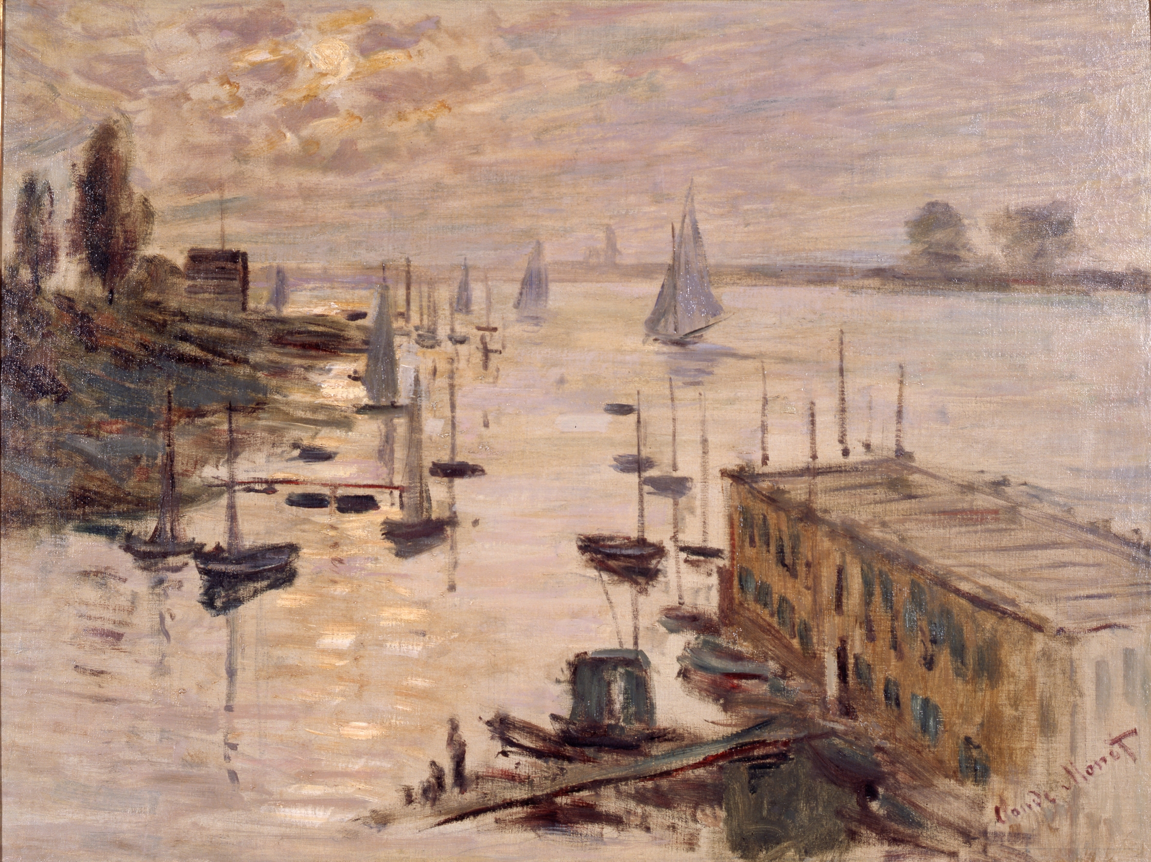 Claude MONET, Le Bassin d'Argenteuil vu depuis le pont routier, 1874, Mie Prefectural Art Museum
