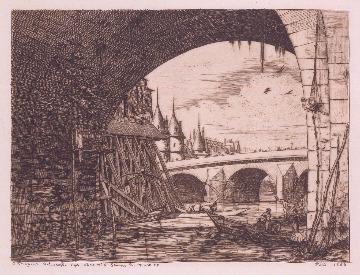 5－7　シャルル・メリヨン《ノートル＝ダム橋のアーチ》1853年　エッチング、ドライポイント・紙　12.6x16.8cm