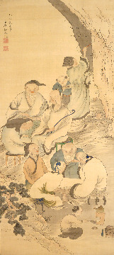 青木夙夜《琴棋書画図》　1795