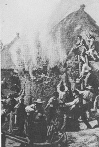 ジュール・ブルトン作　《干し草の火事》部分　1856年頃