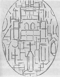 ｆｉｇ．７モンドリアン『ドンブルグの教会』1914、デン・ハーグ市立美術館