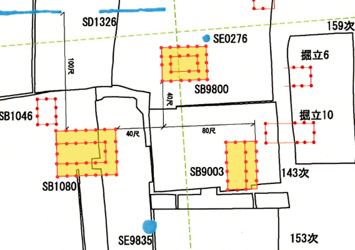 柳原区画中央部の建物配置図