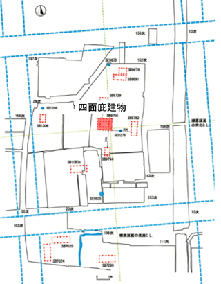 ９世紀前葉から中頃の柳原区画建物配置図