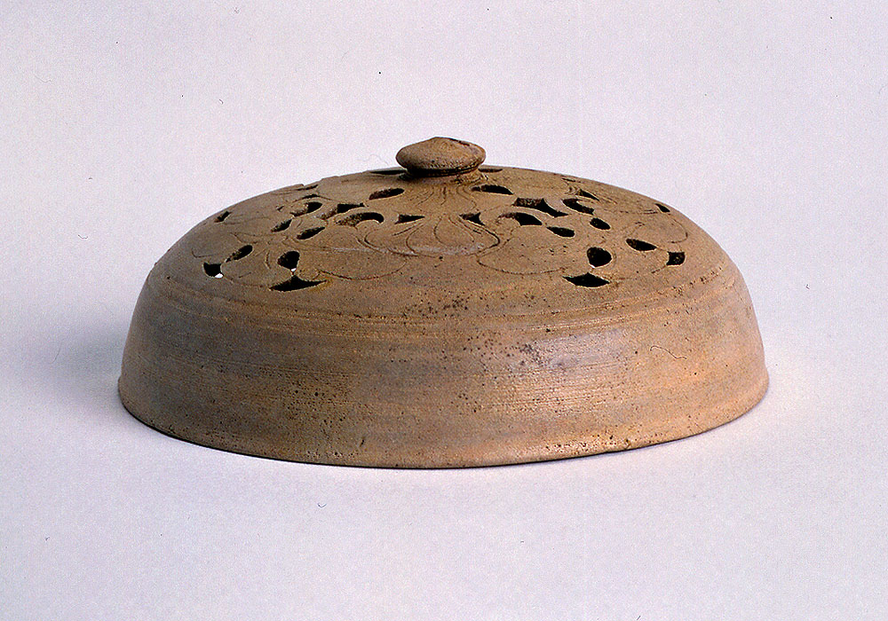 Green-glazed ceramic incense burner and lid