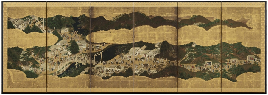 伊勢参宮図屏風（左隻：根津美術館蔵）