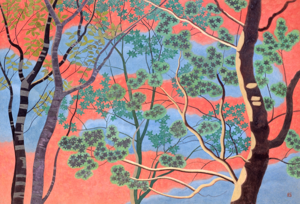 Ono Chikkyo, Glowing Sky beyond Trees, 1974, Chikkyo Art Museum