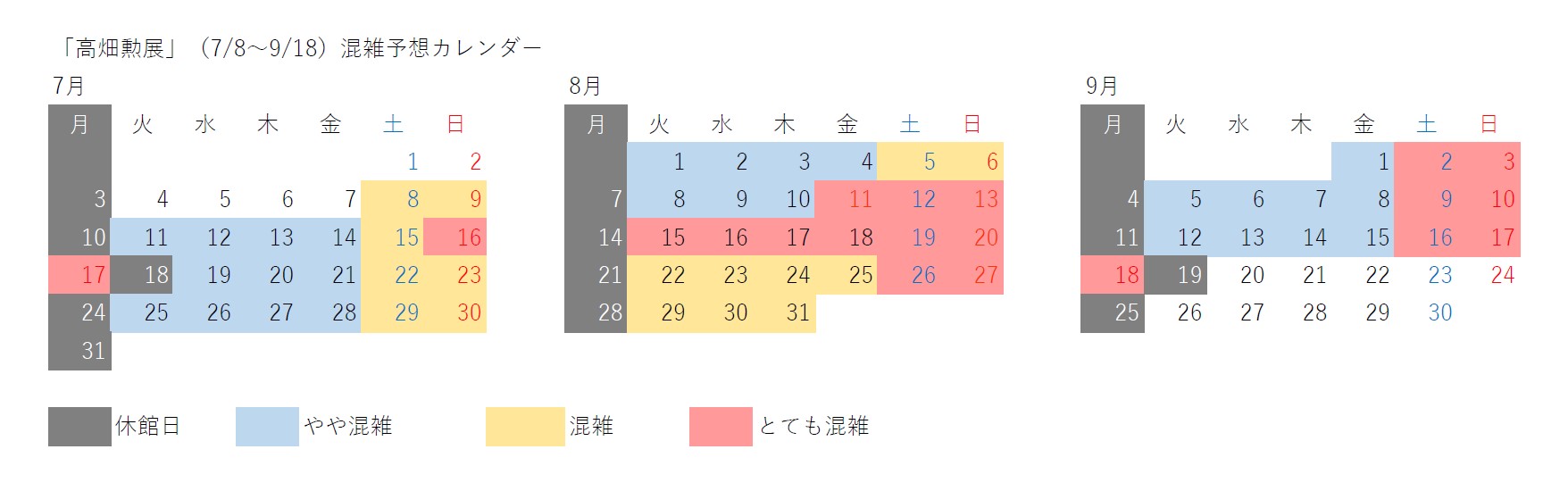 混雑予想カレンダー