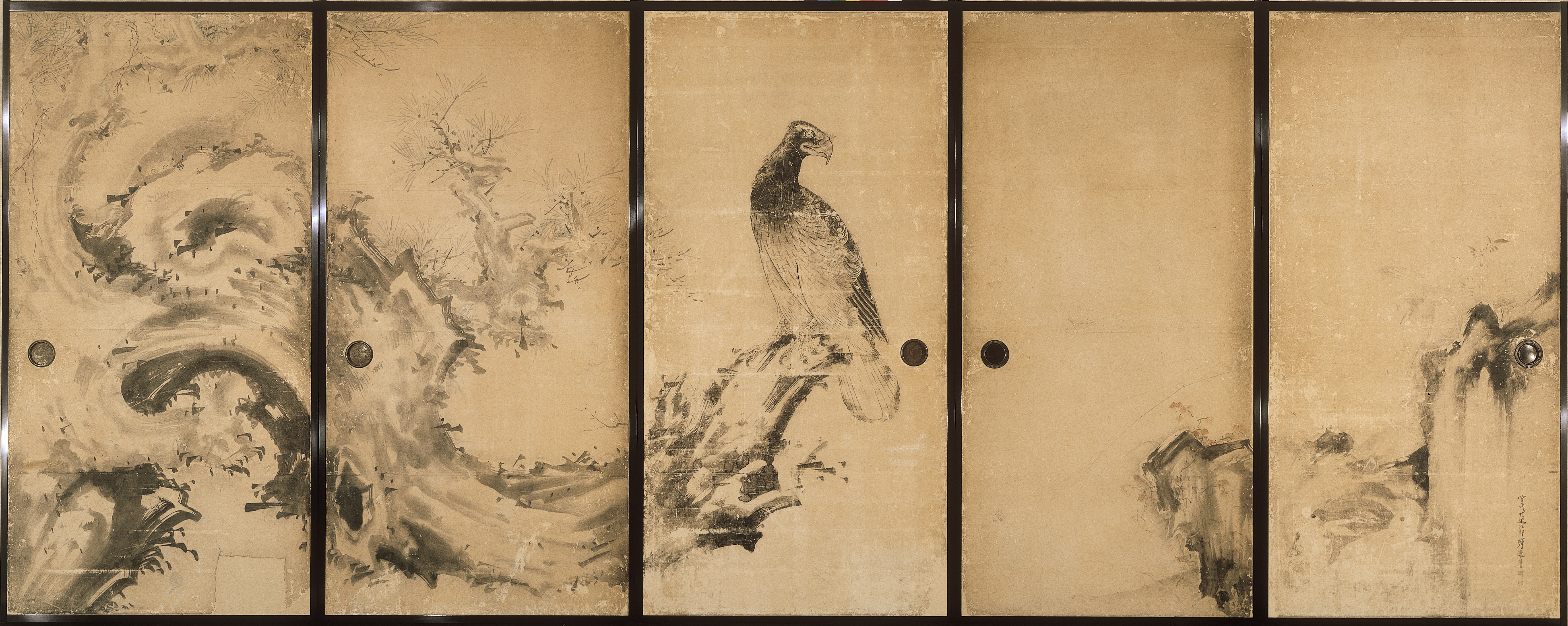 曾我蕭白《松鷹図（旧永島家襖絵》三重県立美術館蔵