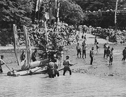 昭和62年内宮御木曳行事（伊勢市教育委員会提供）