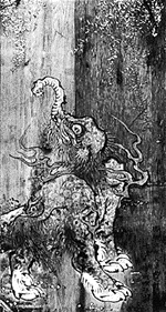 杉戸絵獏図（朝田寺所蔵、写真県立美術館提供）