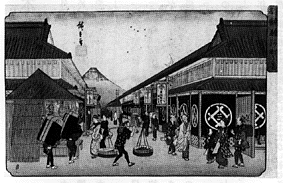 三井呉服点を描いた広重の浮世絵（樋田清砂氏蔵）
