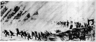 津藩の戊辰戦争出陣＜部分＞（『先賢遺芳』より）