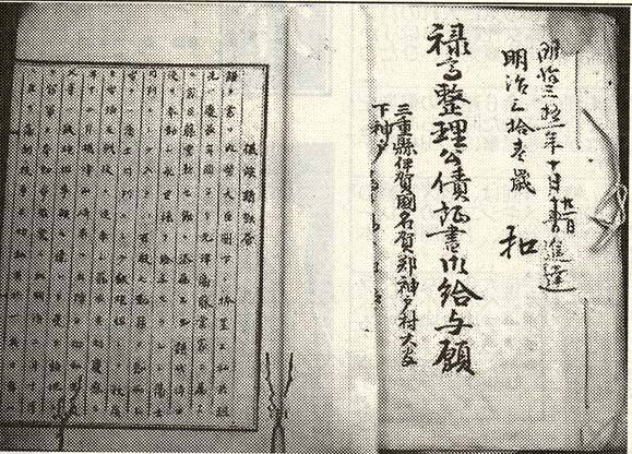 「復族請願書」「禄高整理公債証書御給与願」（県庁文書）