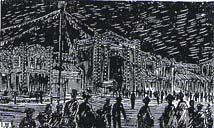 伊勢新聞に掲載された版画「第一会場の夜景」