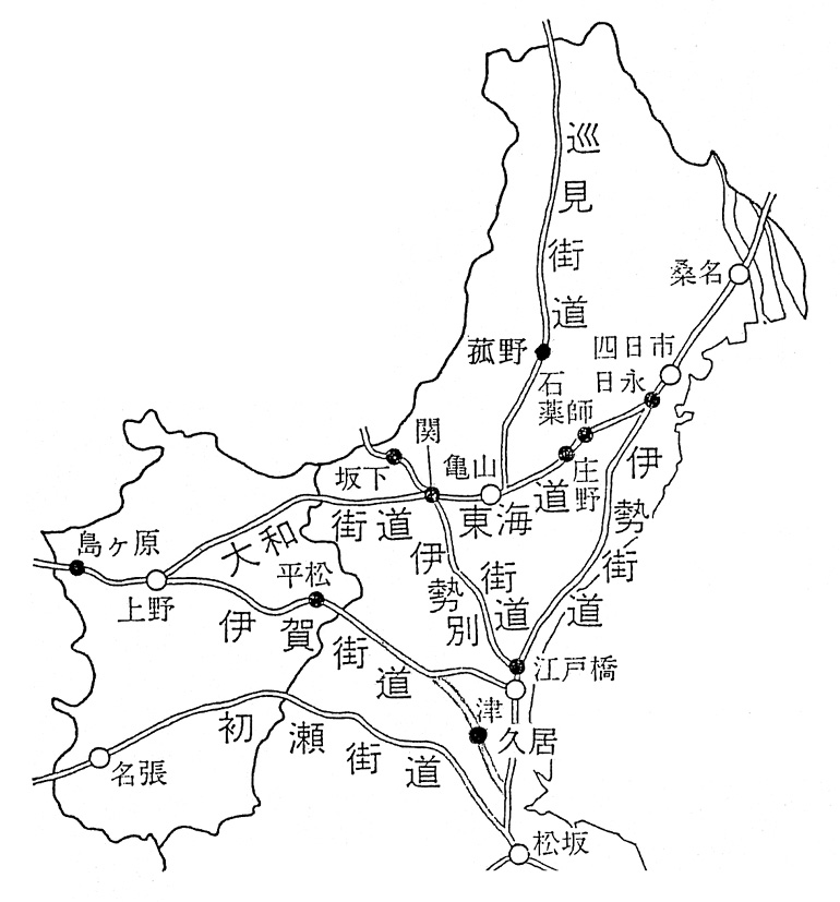 （画像）三重県域北部の主要街道概図