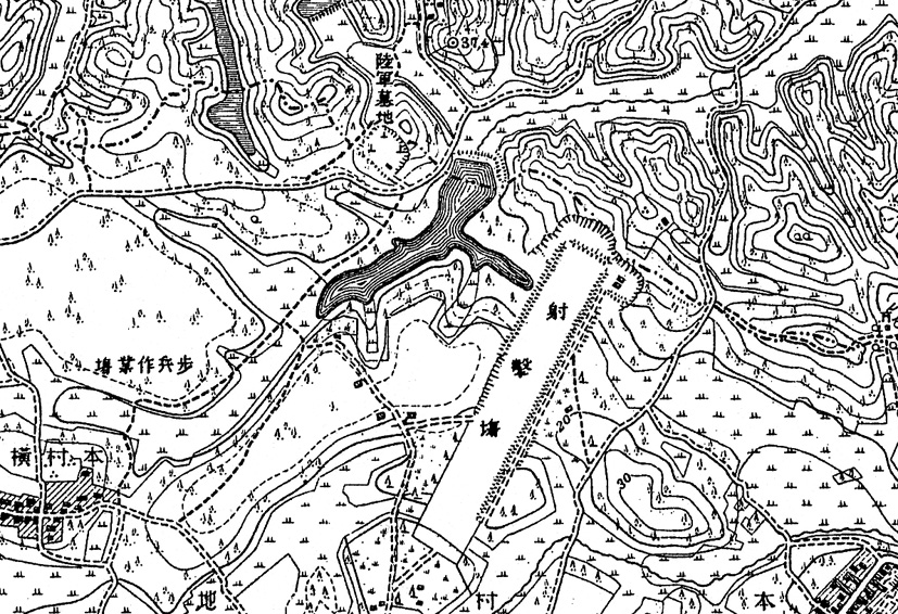 陸軍基地などを表記した明治期の地形図