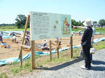 発掘目的や場所の説明看板